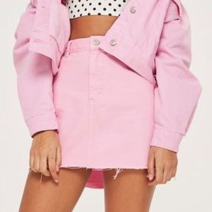 NWOT Topshop Moto Bubblegum Pink Distressed Mini Skirt Size 6